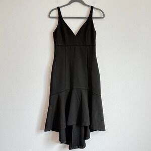 Adelyn Rae Izabella Dress Black High Low Midi Stretch Size S